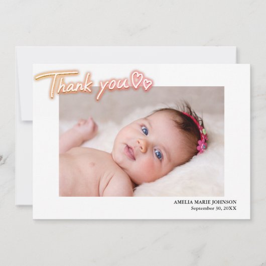 Aangepaste foto bedankt. Gepersonaliseerde geboort Aankondiging (Voorkant)