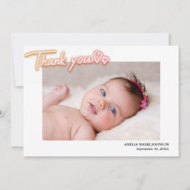 Aangepaste foto bedankt. Gepersonaliseerde geboort Aankondiging