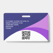 Aangepaste foto bedrijf QR-code personeel paars Badge (Achterkant)