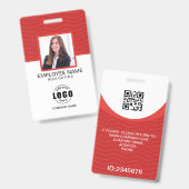 Aangepaste foto bedrijf QR-code werknemer Rood Badge (Voor- en achterkant)
