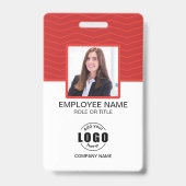 Aangepaste foto bedrijf QR-code werknemer Rood Badge (Voorzijde)