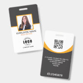 Aangepaste foto bedrijfs- QR-code werknemer grijs Badge (Voor- en achterkant)