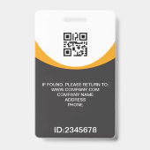 Aangepaste foto bedrijfs- QR-code werknemer grijs Badge (Achterkant)
