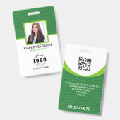 Aangepaste foto bedrijfs QR-code werknemer groen Badge (Voor- en achterkant)