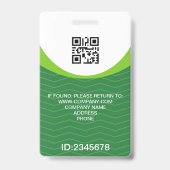 Aangepaste foto bedrijfs QR-code werknemer groen Badge (Achterkant)