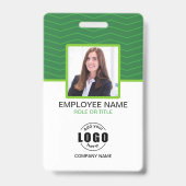 Aangepaste foto bedrijfs QR-code werknemer groen Badge (Voorzijde)