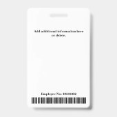 Aangepaste foto Bedrijfs werknemer ID Badge (Achterkant)