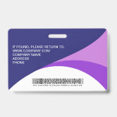 Aangepaste foto bedrijfsbarcode personeel paars badge (Achterkant)