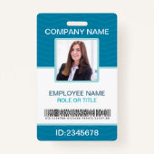 Aangepaste Foto Bedrijfsmedewerker Barcode Blauw Badge (Voorkant)