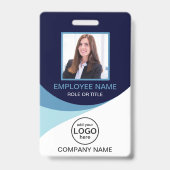 Aangepaste Foto Bedrijfsmedewerker QR Code Blauw Badge (Voorzijde)