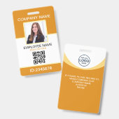 Aangepaste Foto Bedrijfsmedewerker QR Code Geel Badge (Voor- en achterkant)