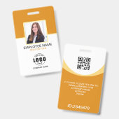 Aangepaste Foto Bedrijfsmedewerker QR Code Geel Badge (Voor- en achterkant)