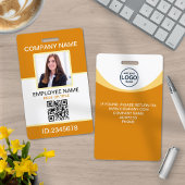 Aangepaste Foto Bedrijfsmedewerker QR Code Geel Badge