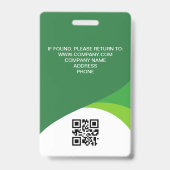 Aangepaste foto bedrijfsmedewerker QR-code groen Badge (Achterkant)
