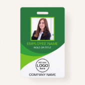 Aangepaste Foto Bedrijfsmedewerker QR Code Groen Badge (Voorkant)