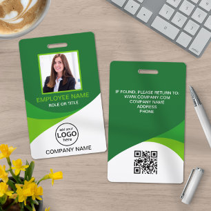 Aangepaste foto bedrijfsmedewerker QR-code groen Badge