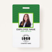 Aangepaste Foto Bedrijfsmedewerker QR Code Groen Badge (Voorkant)