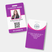 Aangepaste foto Bedrijfsmedewerker QR-code Paarse Badge (Voor- en achterkant)