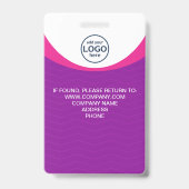 Aangepaste foto Bedrijfsmedewerker QR-code Paarse Badge (Achterkant)