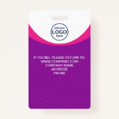 Aangepaste foto Bedrijfsmedewerker QR-code Paarse Badge (Achterkant)