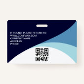 Aangepaste Foto Bedrijfsnaam Werknemer Blauwe QR C Badge (Achterkant)