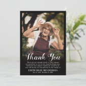 Aangepaste foto begrafenis | Sympathy Black Bedankkaart (Staand voorkant)