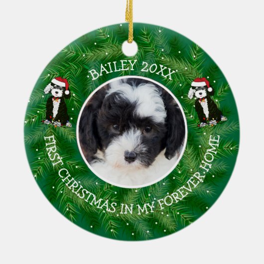 Aangepaste foto Bernedole 1 kerst Keramisch Ornament (Achterkant)