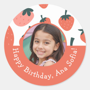 Aangepaste Foto Berry Sweet Strawberry Verjaardags Ronde Sticker