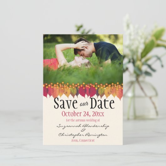 Aangepaste foto bespaart de najaarse datumverlicht aankondiging (Staand voorkant)