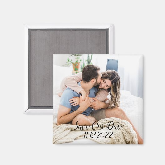 Aangepaste foto bespaart onze datum magneet (Voorkant / Achterkant)