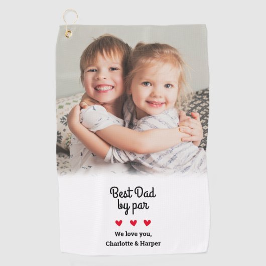 Aangepaste foto Best Dad van Par Fathers Day Golfe Golfhanddoek (Voorkant)