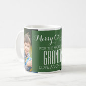 Aangepaste foto Best Grandma Kerstmis Mok Green (Voorkant links)