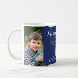 Aangepaste foto Best Grandpa Kerstmis Mok Blue