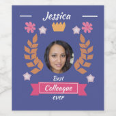 Aangepaste foto beste collega beste collega-medewe wijn etiket (Enkel label)
