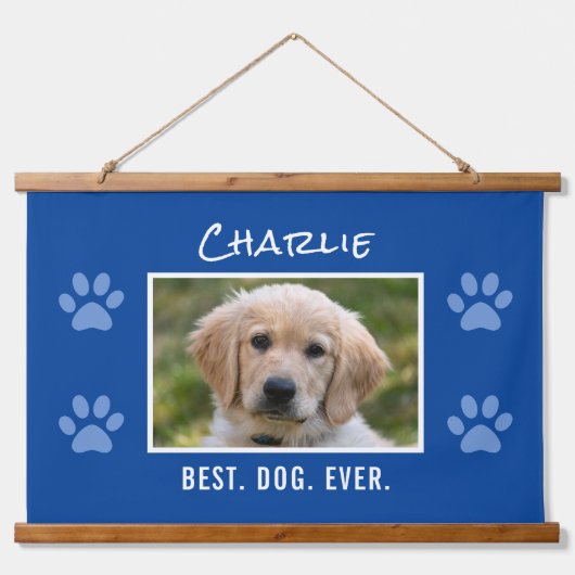 Aangepaste foto beste hond ooit hangend wandkleed (Voorkant)