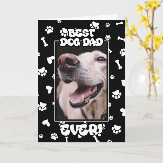 Aangepaste foto beste hond papa ooit Vaderdag Kaart (Gele Bloem)