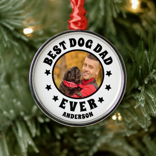 Aangepaste foto beste hond vader ooit metalen ornament (Boom)