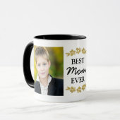 Aangepaste foto beste mam ooit gouden bloemen mok (Voorkant links)
