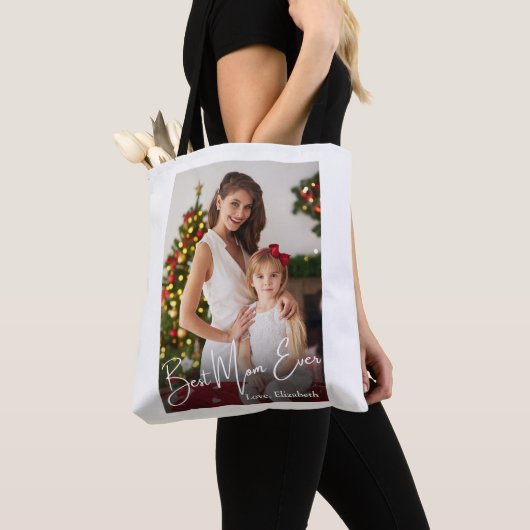 Aangepaste foto beste mam ooit tote bag (Dichtbij)