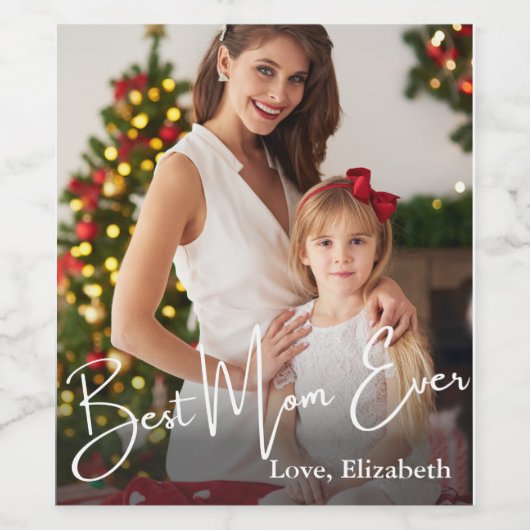 Aangepaste foto beste mam ooit wijn etiket (Enkel label)