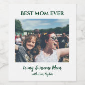 Aangepaste foto beste mam ooit wijn etiket (Enkel label)