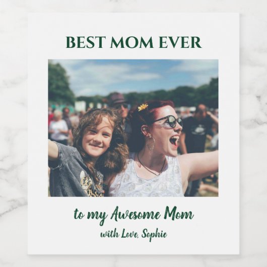 Aangepaste foto beste mam ooit wijn etiket (Enkel label)