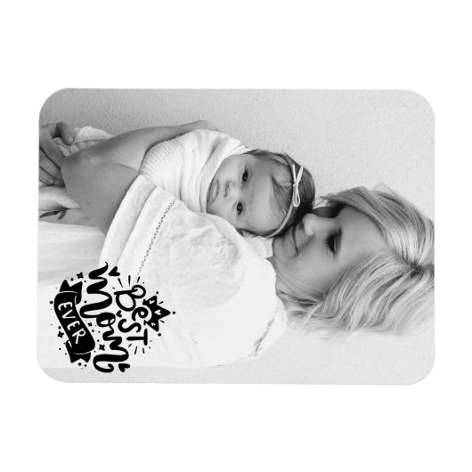 Aangepaste foto Beste mam ooit zwarte scriptcadeau Magneet (Horizontaal)