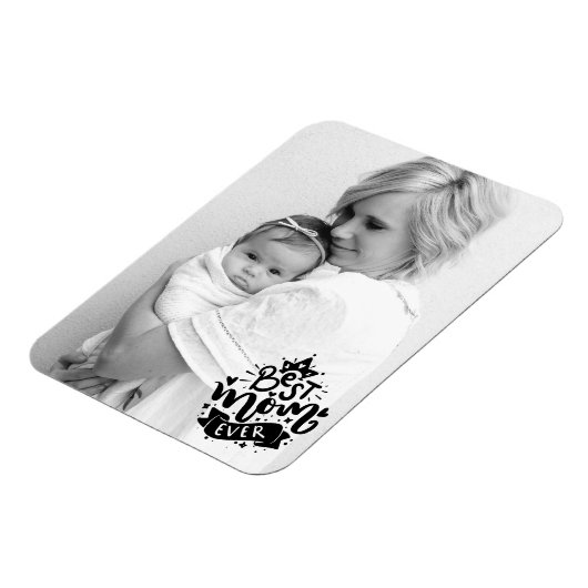 Aangepaste foto Beste mam ooit zwarte scriptcadeau Magneet (Linkerzijde)