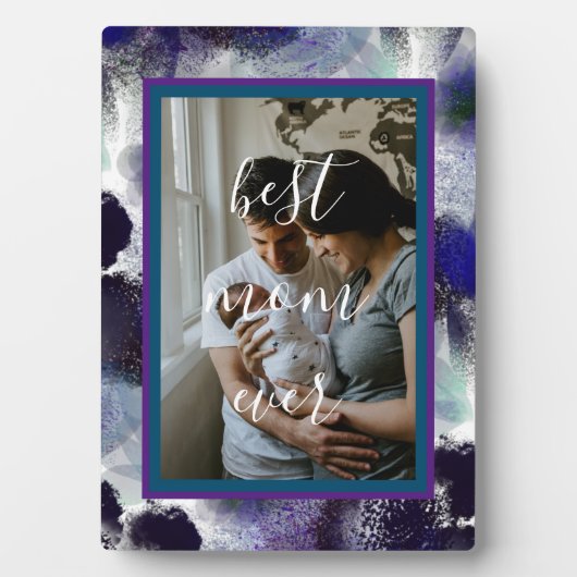 Aangepaste foto Beste moeder ooit typografie Fotoplaat (voorkant)