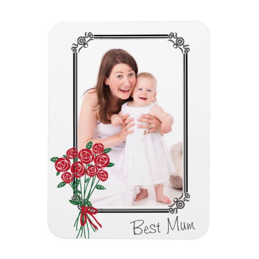 Aangepaste Foto Beste Mum Rose Boeket Magneet (Verticaal)