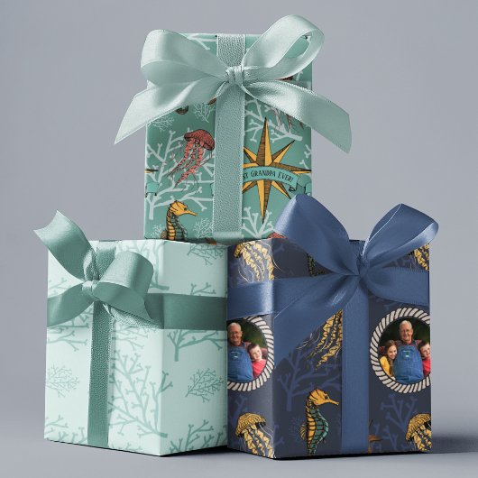 Aangepaste foto Beste opa ooit Zee leven nautisch Inpakpapier Vel