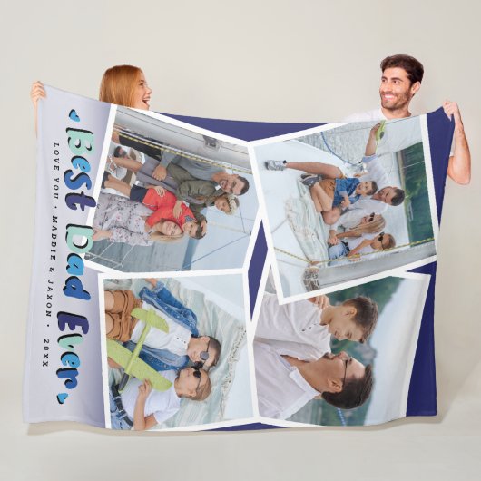 Aangepaste foto 'Beste papa ooit' aandenken Fleece Deken (In situ)