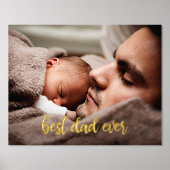 Aangepaste foto Beste papa ooit gouden script Folie Afdrukken (Voorkant)