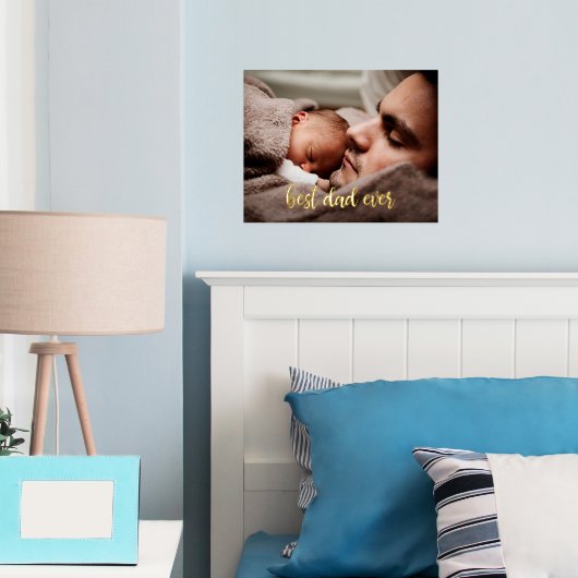 Aangepaste foto Beste papa ooit gouden script Folie Afdrukken (Insitu (Slaapkamer))